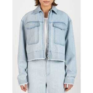 NEW ATM women's washed denim cropped jacket in blue